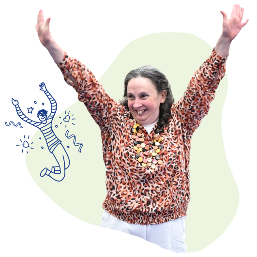 Woman with her arms up